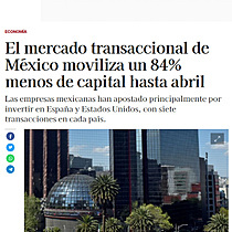 El mercado transaccional de Mxico moviliza un 84% menos de capital hasta abril